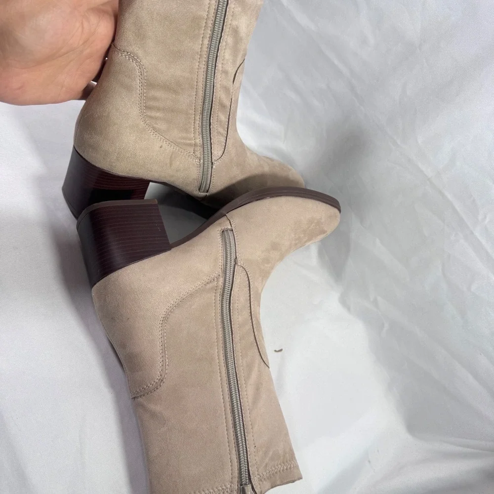 New‎ Remonte Gwyneth 70 Beige Suede Leather Block Heel Ankle Boots Women Size 10